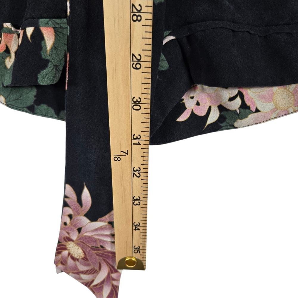 Rachel Zoe Romper Womens 0 100% Silk Black Pink Floral Print Long Sleeve - Picture 6 of 8